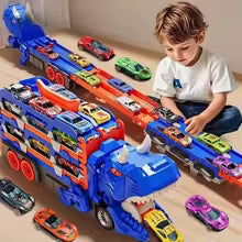 Dinosaur Transport Truck Toys With12 Molded Racing Cars