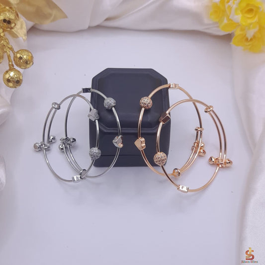 Fancy Zircon Gold Plated Ball  Heart Bangles